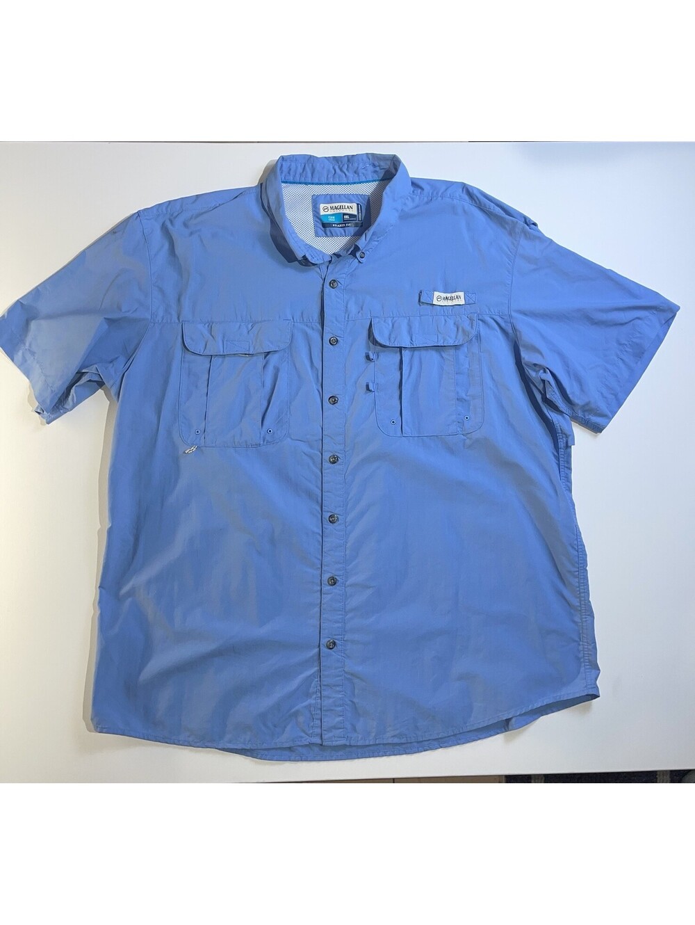 Magellan Outdoors Fish Gear Men's 2XL Blue Relaxed Fit Moisture Wicking Shirt